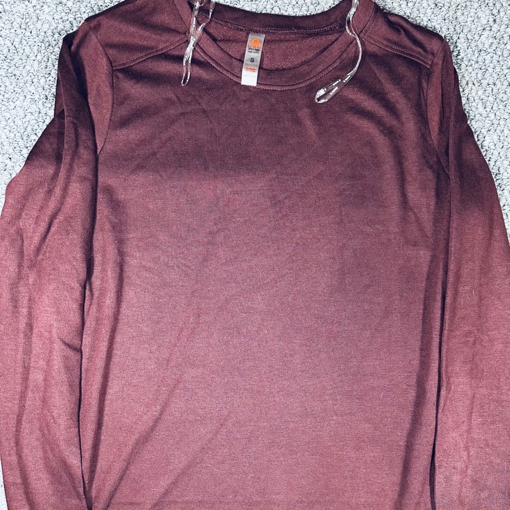 Mono B Thermal Top Womens Small Burgundy Long Sleeve Knit Athleisure